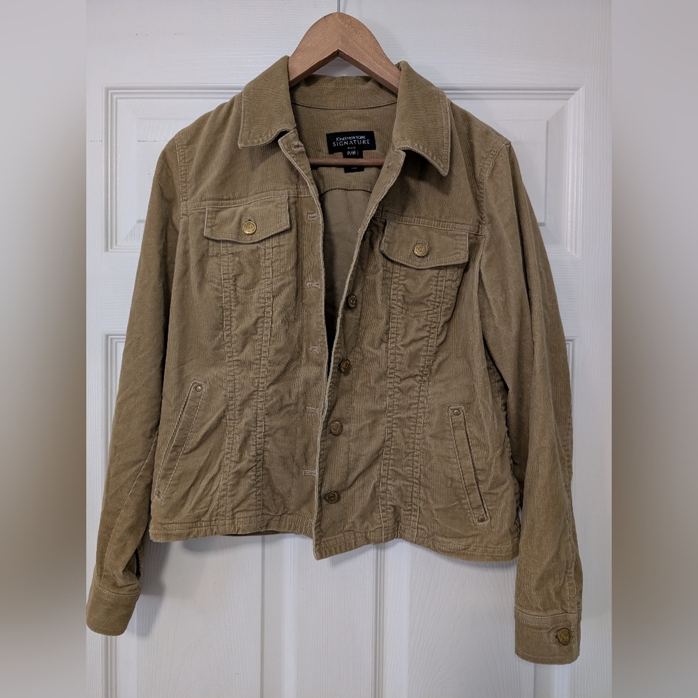 Tan Corduroy Women's Jacket By Johnson New York Petite Size Medium
